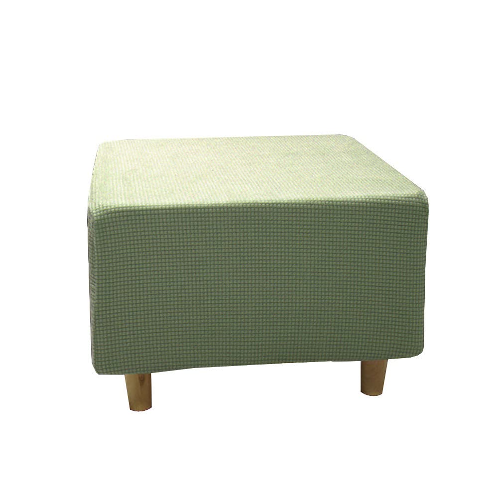 Highdi Copri Pouf Quadrato Elasticizzato, Spandex Copertura Dell'Ottomano Tinta Unita Copri Poggiapiedi Poltrona per Soggiorno, Morbido Lavabile Fodere per Sgabello (S,bianco jacquard