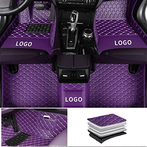 Awotzon Custom Car Floor Liners fit for Car SUV Van & Truck Sedan Coupe,All Weather Protection Diamond Full Set Floor Mats Purple