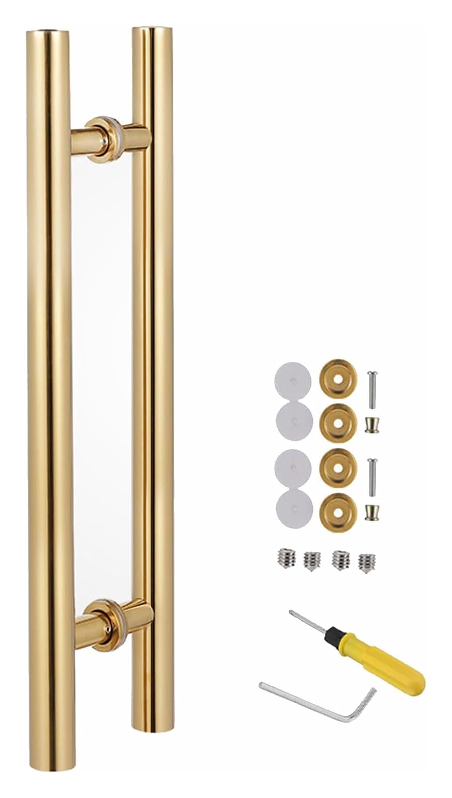 BHGFYXBS Push Pull Door Handle Modern Barn Door Handle With Mounting Kit, H Shape Shower Glass Sliding Barn Door Interior Exterior Pull,Gold-Length 80Cm(31.5Inch),Gold-Length 80cm(31.5inch)