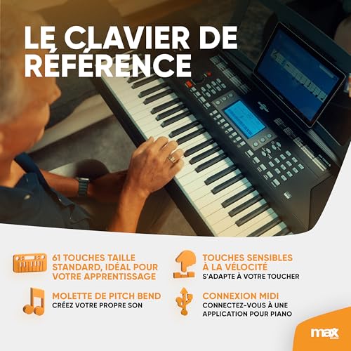 Clavier Électronique Max Rhapsody61P : Pack Piano Évite les Achats Séparés