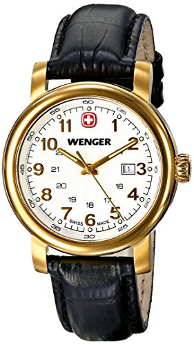 Wenger Urban Classic PVD Women's Quartz Watch with Silver Dial Analogue Display and Black Leather Strap 011021109