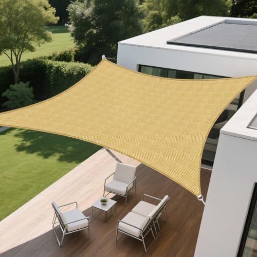 AwnPro 22'x22' Rectangle Shade Sail for Patio Garden Sand