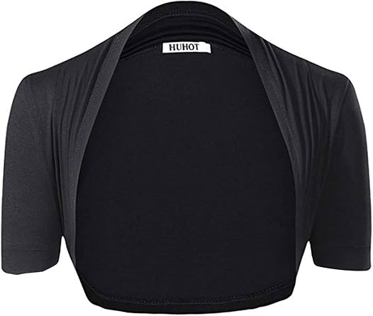 HUHOT Womens Cropped Shrugs for Evening Dresses Short Sleeve Modal Soft Bolero Shrug