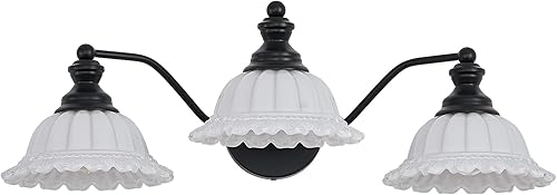 Miniatura 45 de Luminarias de Baño Estilo Granja Negras, Luces de Tocador para Baño, Luminarias de Tocador de 2 Luces Negro -,Latón,Vidrio de latón,Blanco,Vaso de