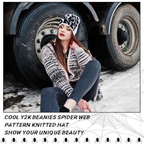 Image of Ramede 4 Pcs Y2k Beanie - Double Sided Graphic Beanies for Men and Women, Acrylic Knitted Y2k Hats Accessories