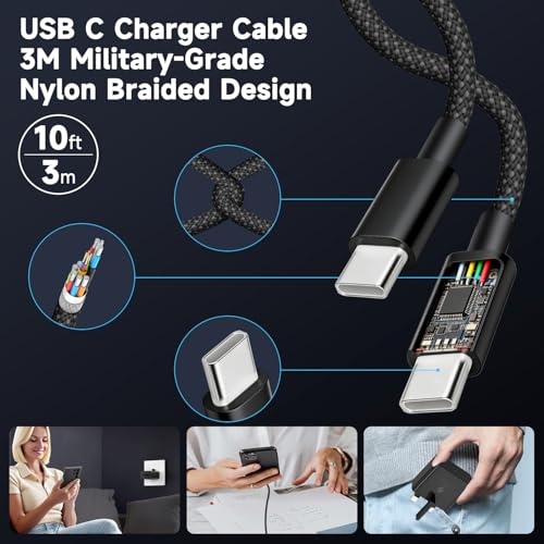 45W Super Fast USB C Charger for Samsung Galaxy S25/S25+/S25 Ultra/S24/S24 Ultra/S23/S23 Ultra/S22/S21/S20/A55/A54/A15/A14, USB C Super Fast Charger with 3M USB Type C Charging Cable and Plug Charge - Image 4