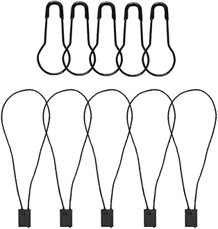 500 Pcs 7 Inch Hang Tag Fasteners Black Nylon Strings and 500 Pcs 0.85 Inch Black Metal Ground Safety Pins Clothes, Lock Pin Security Loop for Retail Store Clothing Accessory Price Pins