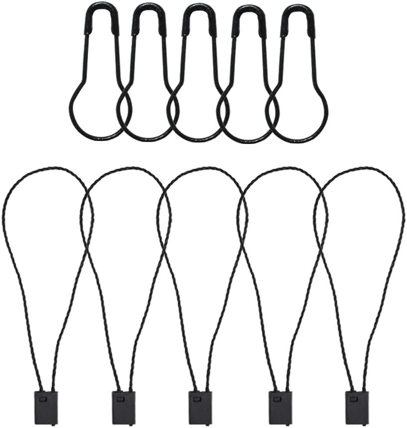 500 Pcs 7 Inch Hang Tag Fasteners Black Nylon Strings and 500 Pcs 0.85 Inch Black Metal Ground Safety Pins Clothes, Lock Pin Security Loop for Retail Store Clothing Accessory Price Pins