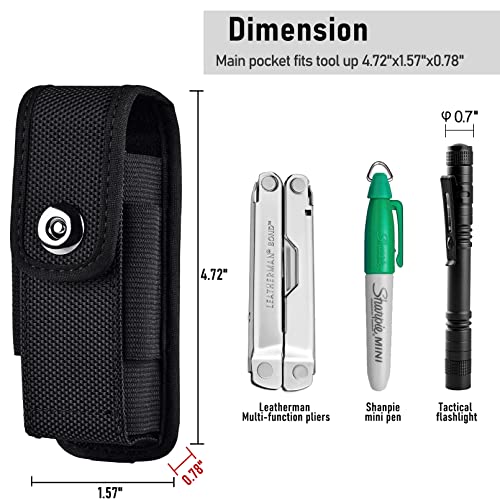 Ykooe Multitool Sheath Compatible With Leatherman Wave Plus Surge Wingman Nylon Men Snap Tool Holster, Black #TOP2