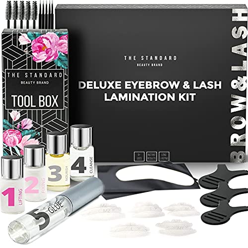 The Standard Deluxe Brow Lamination Kit and Lash Lift Kit | Easy At-Home DIY Perm Kit for Feathered Brows & Long Lifted Lashes | Instantly Fuller Eyebrows | Curled Eyelashes | Eyebrow Lamination