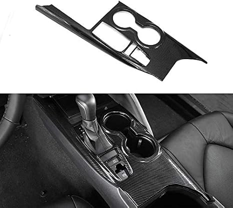 غطاء لوحة لوحة وحدة تحكم Kadore Trim Gear Shift لـ Toyota Camry LE SE TRD SE 2019 2020 2021 2022 2023 2024 نمط ألياف الكربون الداخلية LHD 1pc (بدون مفتاح سخان المقعد)