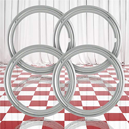 Set of 4 15" SS Polished 1 1/2" Deep Wheel Trim Rings
