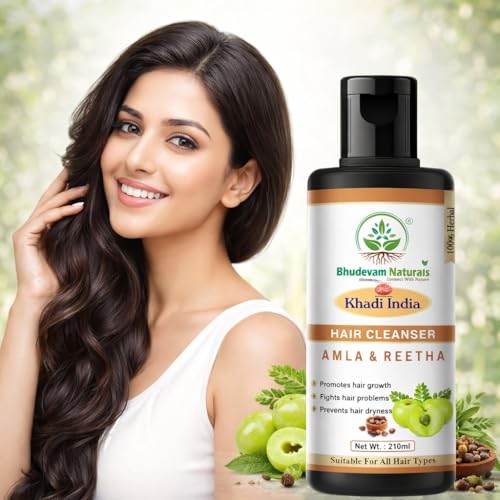 Image of Bhudevam Natural Khadi Amla & Reetha Organic Herbal Shampoo For Healthy And Shiny Hair | Ayurvedic Shampoo for Healthy Hair | Suitable for All Hair Types- Pack of 2