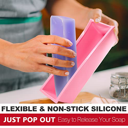 Lerykin Rectangular Soap Mold - 42Oz Flexible Silicone Loaf Soap Mold With Wood Box For Making Craft Soap Homemade Diy Tool #TOP2