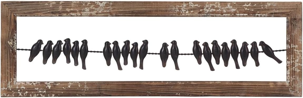 Foreside Home & Garden Bird On A Wire Wood and Metal Wall Décor, Silver