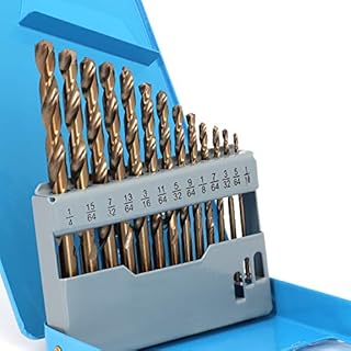 COMOWARE Cobalt Drill Bit Set- 13Pcs M35 High Speed Steel, Twist Jobber Length for Metal, Cast Iron and Wood Plastic with Metal Indexed Storage Case, 1/16