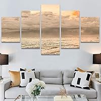 SIGNWIN 5 Panel Canvas Wall Art Modern Art Beach Coastal Expressive Global Multicolor Photography for Home Decorations Ready to Hang - 60