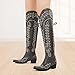 sexytag Over the Knee Cowboy Boots for Women Wide Calf Western Embroidered Thigh High Cowgirl Boots Pointed Toe Block Heel Pull-On Fancy Western Tall Boots Black Size 8