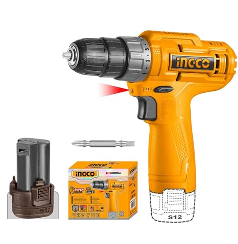 Ingco 12V Cordless Drill, Cordless Drilling Machine With 1.5...