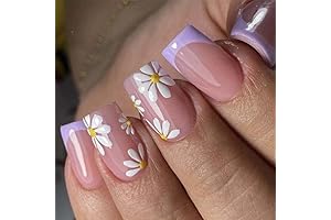 Purple French Tip Press on Nails Set for Girls 9 Year Old