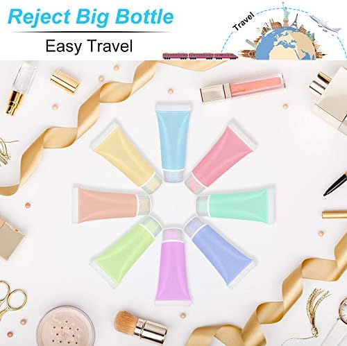 TANCUDER 30 PCS Empty Tubes Refillable Clear Cosmetic Containers Plastic Soft Tubes Bottle Squeeze Travel Toiletry Bottles with Lid for Shampoo Cleanser Shower Gel Body Lotion Lip Balm, 10ml
