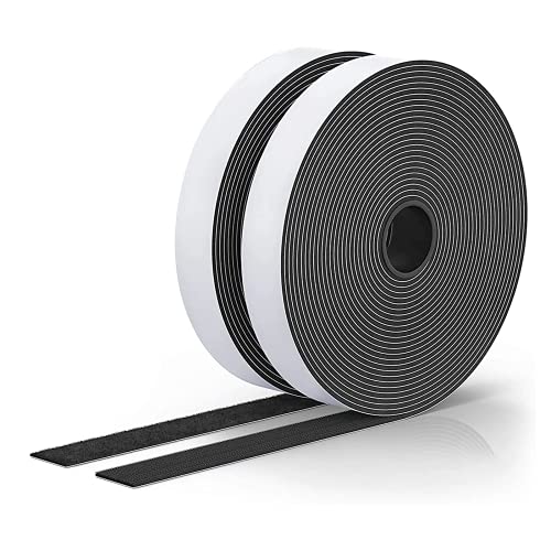 Klettband Selbstklebend 8M Extra Stark, Doppelseitig Klebende mit Klettverschluss 20mm Breit Selbstklebendes Klebepad Flauschband und Hakenband (Schwarz) Cover
