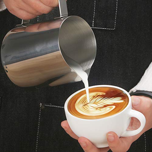 Milk frothing cup 12oz,Espresso milk frother pitcher 12oz,milk pitcher frothing steaming pitcher 20oz stainless steel - Thumbnail 5