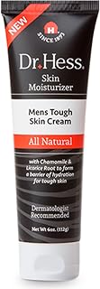 Dr Hess Men's Moisturizer, All Natural Tough Skin Cream with Lanolin, Beeswax, Licorice Root & Chamomile, Hand & Body Lotion to Care for Dry, Damaged Skin, Paraben, Sulfate, BPA & Phthalate Free, 4oz