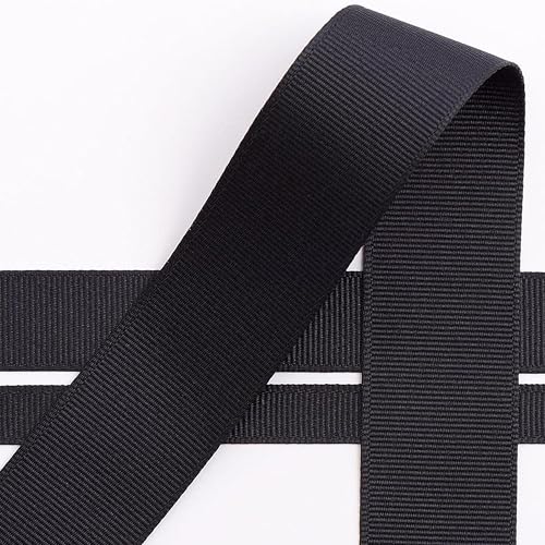 Italian Options Grosgrain Ribbon 38mm, Strong Plain Black Ribbon for Bows, Wedding, Crafting, Sewing, Hair Accessories, Gift Wrap, 38 mm x 10 Metre Roll, Black