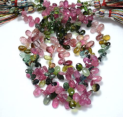 Tourmaline multicolore perles poire facettées pour remplacer les fausses pierres ternes