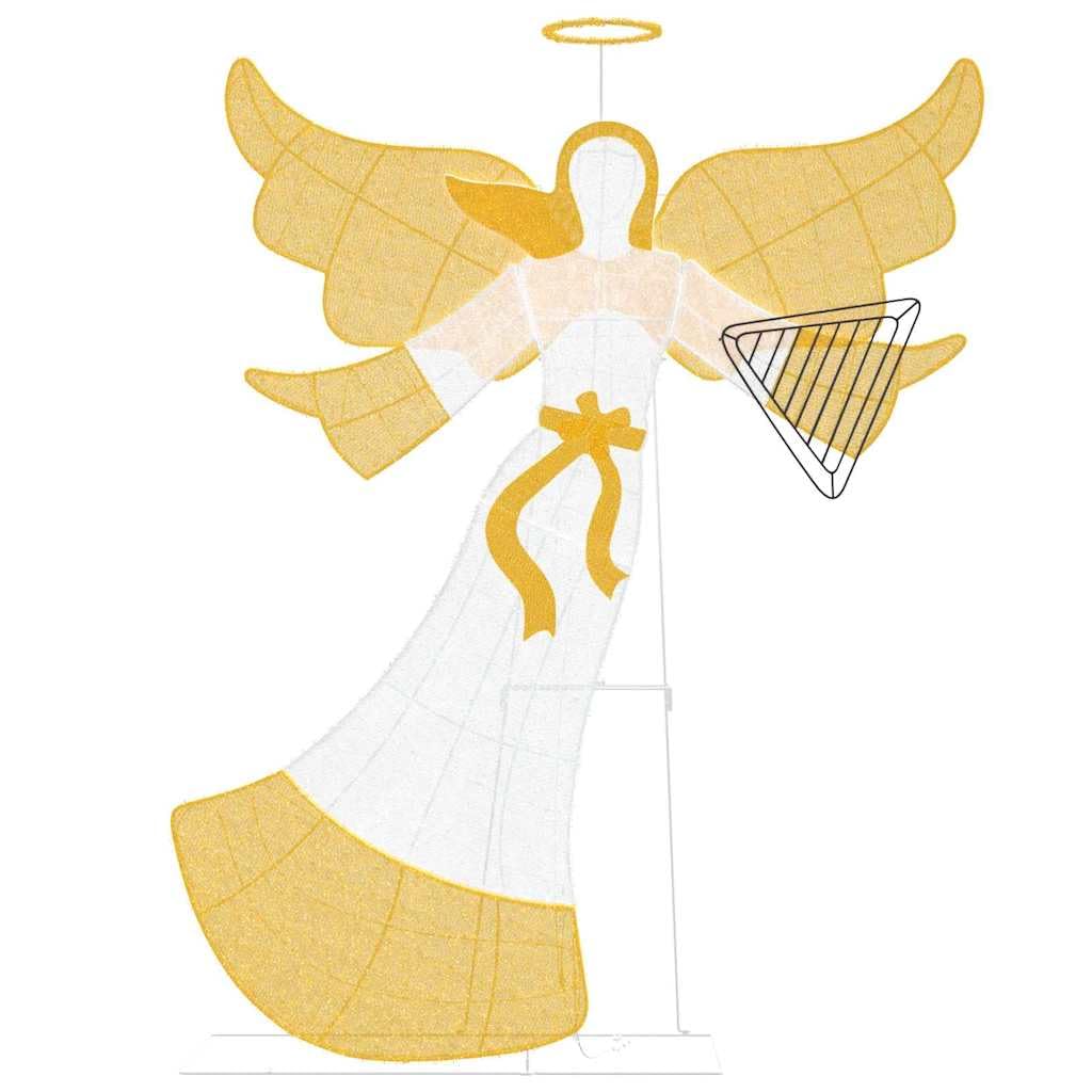 Ángel iluminado de poliéster, blanco cálido, 116 x 29 x 158,5 cm, USB, 8 modos, diseño 2D para interior y exterior, decoración de árbol de Navidad para salón e invierno