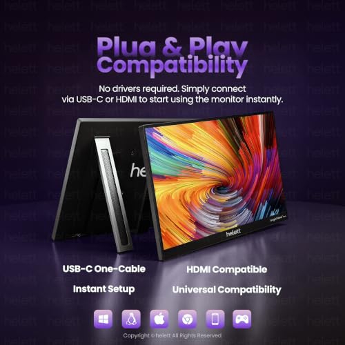 Image of Helett LogicView Neo Single Screen Portable Monitor 15.6 inch|A+ Grade FHD 1080p IPS Display|Vertical & Horizontal Viewing|300 Nits|Ultra Slim 4mm|USB-C & Mini HDMI|Second Screen for Laptop, Mac & Phone