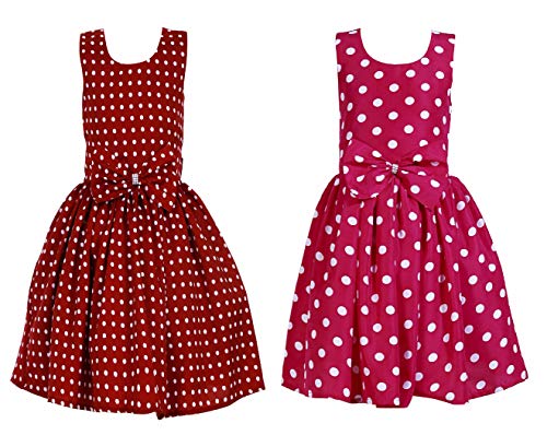 Image of Casual Frock for Baby Girls,Blue Printed and Olive Printed,Pack of 2