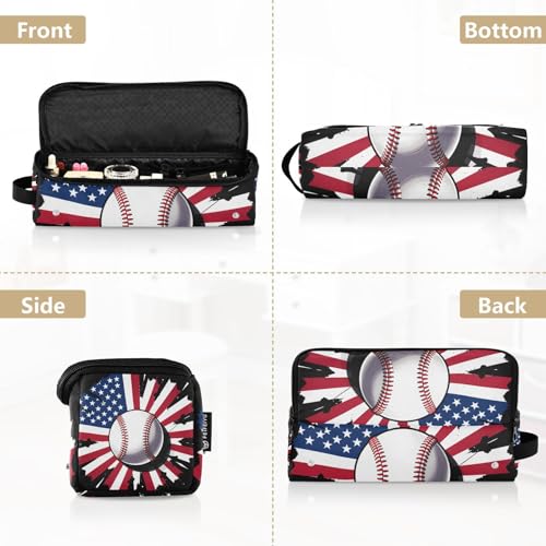 Bolsa organizadora de viaje 2 en 1 para plancha de pelo y rizadora con tapete resistente al calor impermeable, protector para planchas y secadores de pelo, diseño bandera americana para mujeres miniatura 5