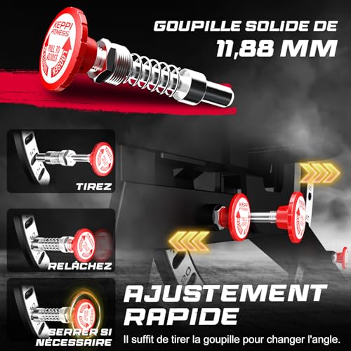 Keppi Banc Musculation, avec 600 kg Capacité, Banc de Musculation Multifonction pour Entraînement à Domicile, Banc d'Abdominaux, Développé Couché & Fitness Corporel - Bench1000 Pro – Image 4