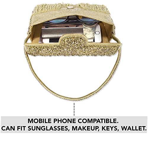 Image of Peora Black Clutch Purses for Women Stone Studded Handmade Handbags Party Bridal Clutch
