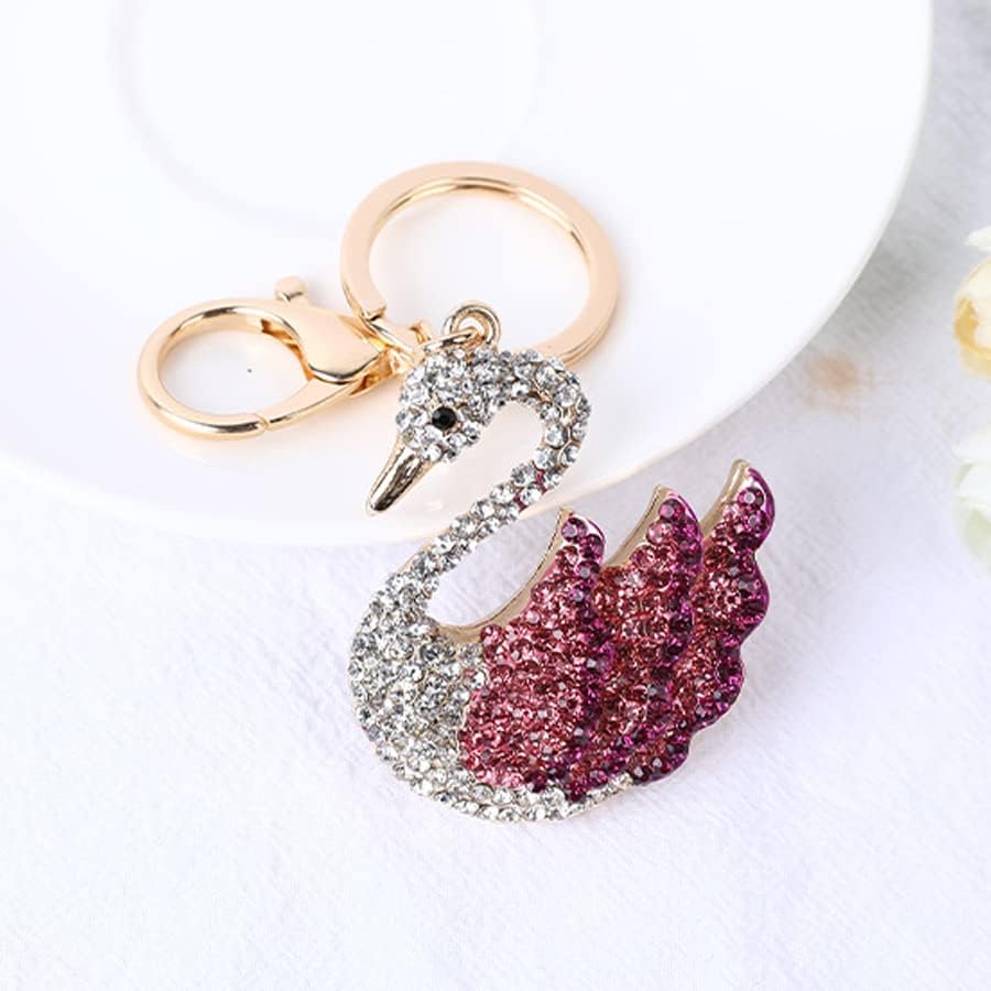 Keychain Swan Pendant Keyring Rhinestone Crystal Key Holder Bag Pendant Key Chain Women Gift for Birthday Christmas Festival - Image 3