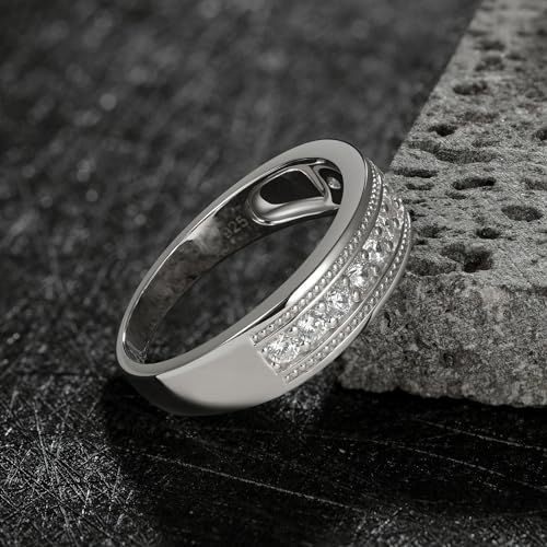 Mens Moissanite Wedding Rings 925 Sterling Silver Promise Wedding Band 1.25cttw D Color VVS1 Round Cut Size 8-133