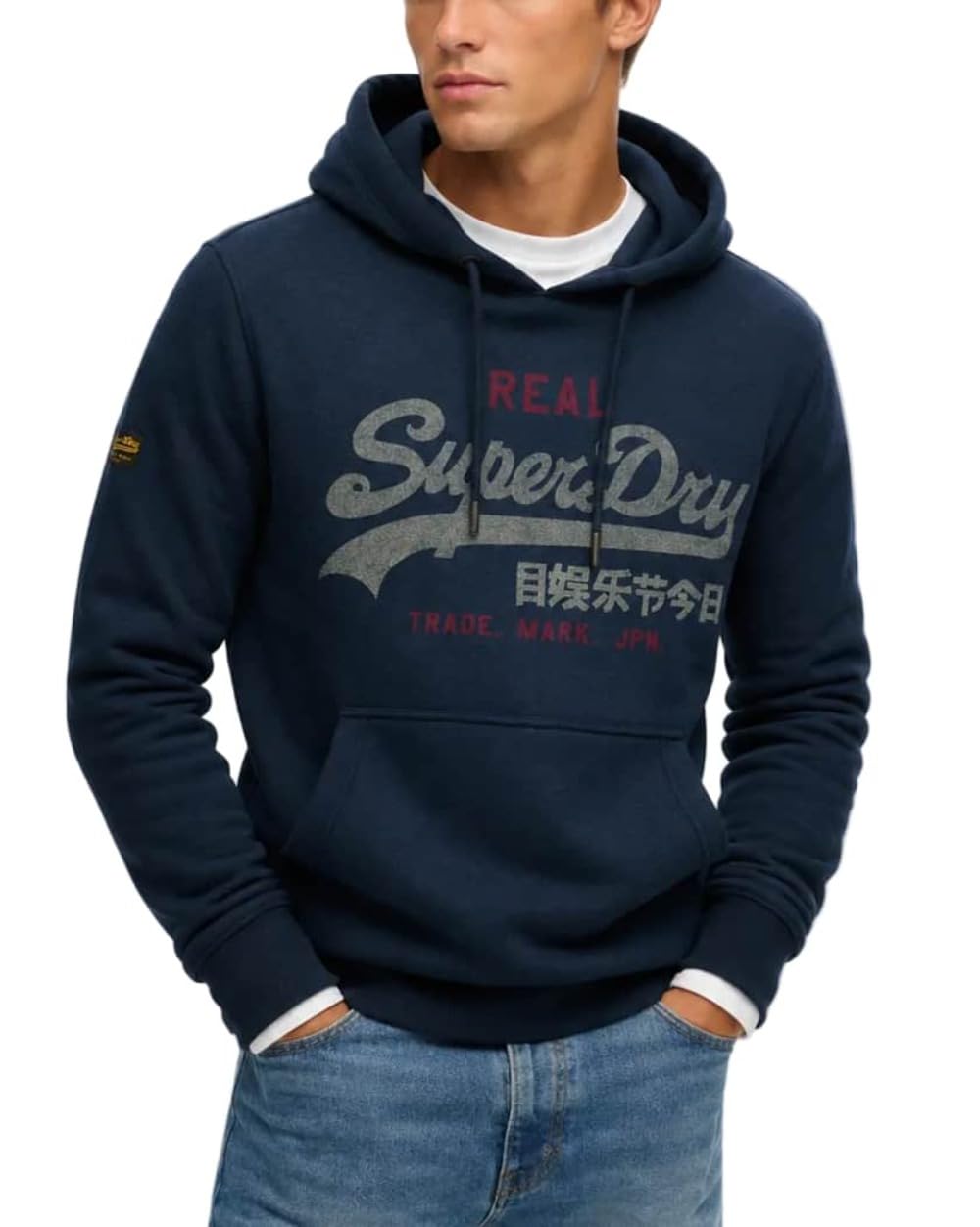 Superdry (M, Deep Sea Blue Marl) Mens Vintage Logo Heritage Relaxed Hoodie