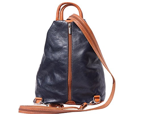 Image of Submedium Leather Backpack Purse Dark Navy Blue Leather