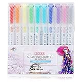 Zosxi Highlighters Double Ended Mild 10 color Highlighters Fluorescent Marker pen for Coloring Underlining Highlighting Broad and Fine Tips Assorted 10 Colors set (10-Pack Flourescent)
