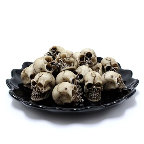 JRYGAC 20 Pezzi Teschio Decorativo, Skull Halloween Decorazione Migliora L'atmosfera Festosa, Simulazione Teschio Umano Statue, per Halloween, Feste Horror, Concerti Rock, Feste Gotiche