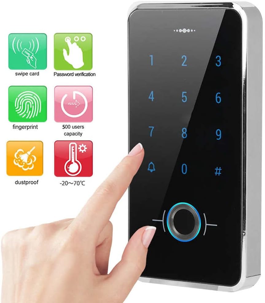 Fingerprint Door Lock Touch Screen Door Keypad Fingerprint Password Card Reader IP68 Waterproof Access Controller