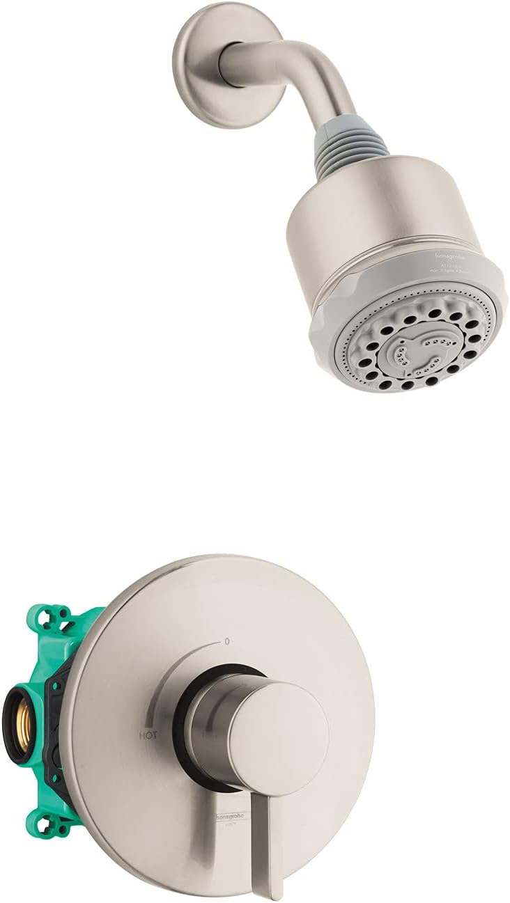 hansgrohe Clubmaster Complete Shower System 2.5 GPM, Modern 3-Spray Full, Pulsating Massage, Intense Turbo in Chrome, 04907000