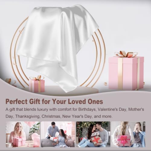 Image of LYSHIN White Silk Pillow Cases 2 Pack King Size with Zipper | 19 Momme Mulberry Silk Pillowcase for Skin and Hair, Anti-Acne, Hypoallergenic, Cooling, Beauty Sleep, Gifts for Women