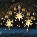 Kingdder 8 Pieces Moravian Star Light LED 3D Star Hanging Light Powered by Battery with Timer Function White Porch Lantern Holiday Decor for Indoor Outdoor Christmas Tree Balcony Courtyard (12 Inch)