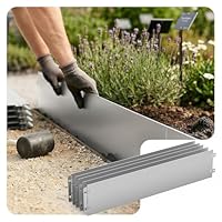 VOUNOT® Rasenkante Metall 10m, verzinkt Beeteinfassung Beetumrandung Mähkante, Länge 100cm Höhe 18cm, 10 Stück