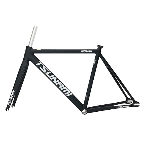 BSFHQS 700C Fixed Gear Bike Frameset 49CM 52CM 55CM 58CM Aluminum Alloy Racing Track Bike Frame C Brake Bike Frame Quick Release Frame 100/120mm QR(Matte Black B,52cm)