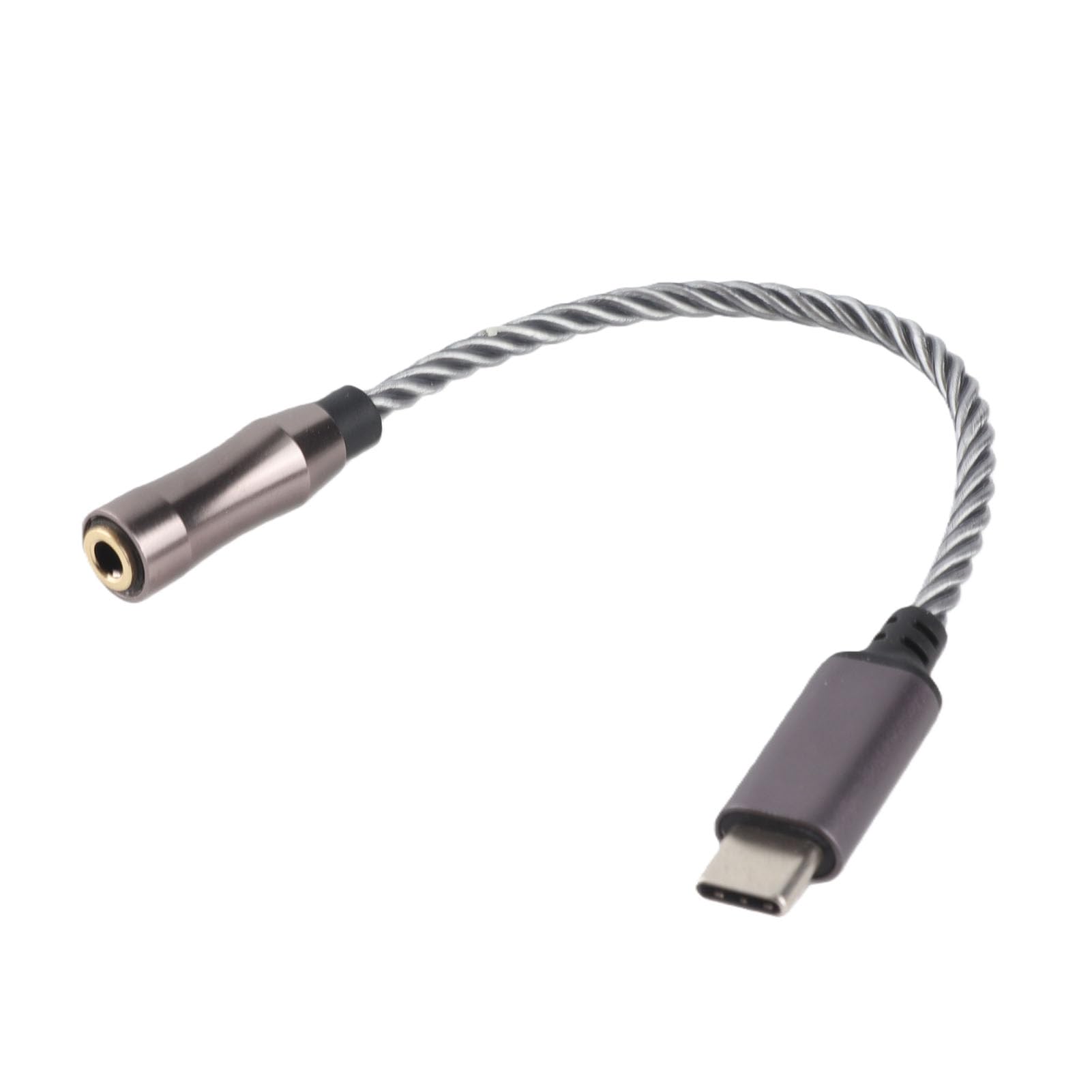 AMONIDA Adattatore Amplificatore per Cuffie da Tipo C a 3,5 Mm Qualità Premium per gli Amanti della Musica Costruzione Placcata Argento da 15 Cm (Grigio freddo)