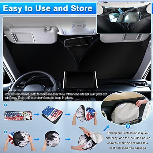 Image of Canvcle Windshield Flag Sun Shade Sun Visor Heat Shield for 2018-2026 Jeep Wrangler JL & 2 /4 Door 4XE & 2020-2026 Jeep Gladiator JT Thicken 3-Layer Keep Vehicle Cool Protect Your Car from Sun Heat